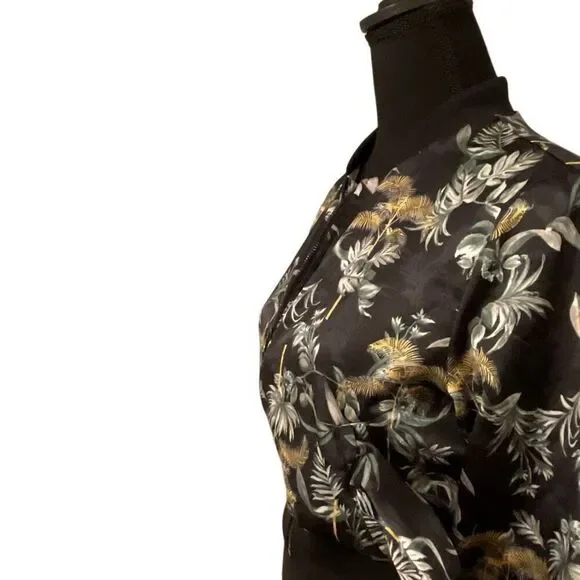 Victoria's Secret Black Luxe Palm Satin Feel Bomber Cropped Jacket - Picture 6 of 12